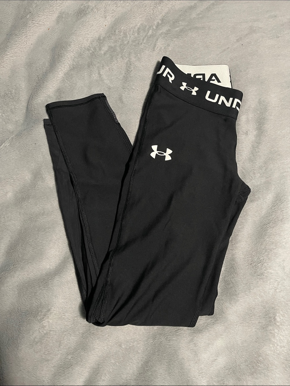 Under Armour Kids Black Performance Leggings with White Logo